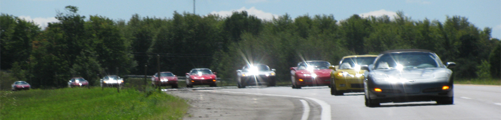 Capital City Corvette Club members on the drive to Corvette Crossroads in 2010.